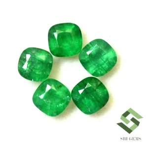 4x4 mm Natural Emerald Cushion Cut Lot 05 Pcs 1.55 CTS Untreated Loose Gemstones - Picture 1 of 6