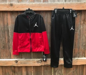 NWT Jordan Jumpman Fly Boys 2 Pc Tracksuit Sweat Suit Size 7 Zip Front Jacket - Picture 1 of 5