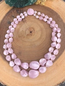 Vintage Signed Western Germany Lucite Double Strand Necklace lavender moon glow - Picture 1 of 6