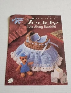 NEW TEDDY TOTE-ALONG BASSINET 5" BEAR & CLOTHES TOY CROCHET PATTERN BOOK  - Picture 1 of 2