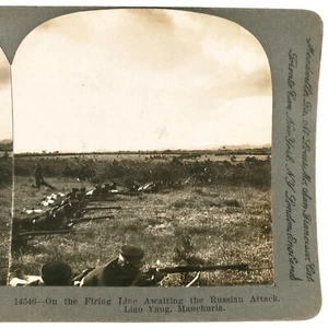 Batalla de Liaoyang Línea de Disparo Stereoview 1905 Soldados de Guerra Ruso-Japoneses C2186 - Imagen 1 de 4