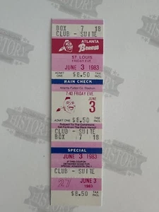 1983 St Louis Cardinals at Atlanta Braves Ticket 6/3/83 - Picture 1 of 2