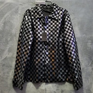 Barabas Chess Sequin Luxury Zipper Closure Jacket Men's Sz 2XL Slim Fit NWT - Picture 1 of 8