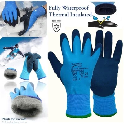 SUPREME TTF® THERMAL INSULATED WINTER WARM WATERPROOF WORK GLOVES FREEZER COLD SAFETY GARDEN