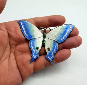 Rara X Grande Spilla Farfalla Smaltata Argento Art Decò - Foto 1 di 8