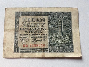 1 Jeden Zloty 1941 Geldschein - Bild 1 von 2