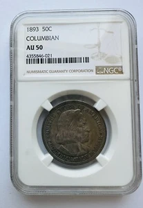 1893 Columbian Exposition Commemorative Silver Half Dollar AU50 NGC Toned - Picture 1 of 4