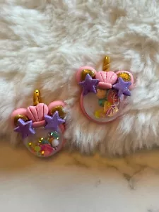Nuovo Unicorno Set 2 Ciondoli Shaker Gioielli Impreziositi Oro Rosa Viola - Foto 1 di 7