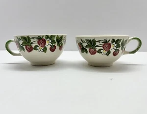Vintage Erdbeere Obst & Blumen Teetasse 2-teiliges Set MCM - Bild 1 von 8