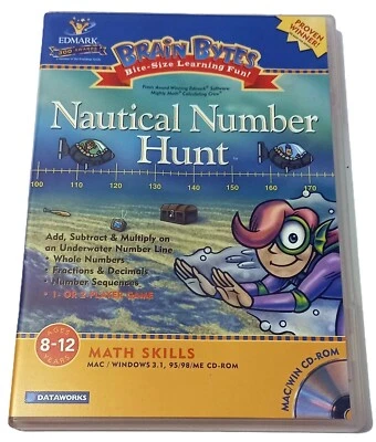 Brain Bytes: Nautical Number Hunt PC Mac CD Rom Educational Math Game Ages 8-12 - Image 1 of 2