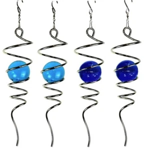 4-Pack Gazing Ball Spiral Tail Wind Spinner Decorative Glass Orb 11-inch - Bild 1 von 3