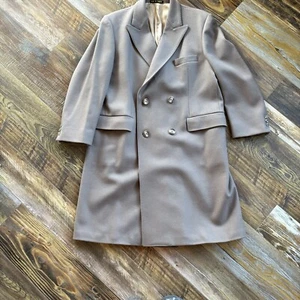 VINTAGE Saks Fifth Avenue West Of England Pure Wool Tan Overcoat 43S England - Picture 1 of 17