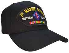1st Marine Division Vietnam Veteran Hat Black Ball Cap 100% COTTON STRUCTURED