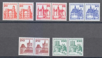 Germany 1978-1979 MNH Sc Mi 995/995-999/999 Castles of Germany set of pairs ** - Image 1 of 2