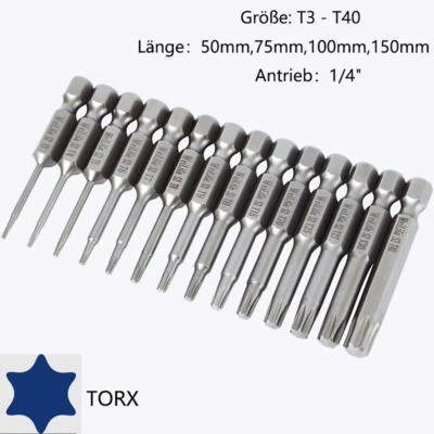 TORX TX Bits T3-T40 aus S2 Stahl, Schraubendreher, Akku Schrauber Bit-Sortiment - Bild 1 von 3