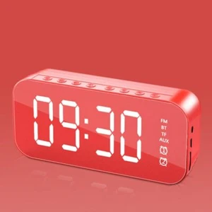 Digital Alarm Clock Radio LED Clock Mirror Display Wireless Bluetooth Speaker - Picture 1 of 35