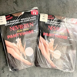 2 Paar, NOS 1991 Nev-R-Run PantyHose Small Nude Run Free Dupont As Seen On TV - Bild 1 von 4
