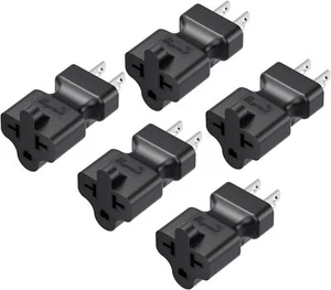 (5Pack) Four-in-One 4-in-1 15 Amp Household AC Plug to 20 Amp T Blade - Picture 1 of 7