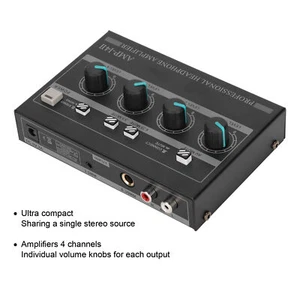 AMP‑14II 4 Channel Headphone Amplifier Compact 4 Way Stereo Headphone Amplif SD3 - Picture 1 of 18