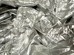 Crush Lamé Metallic Fashion Fabric, Per Metre - Silver - Picture 1 of 3