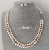41-43cm 2 Reihen 3-6mm Weiß Muschelperle Halsband Halskette 41-43cm 2 Reihen 3-6mm Weiß Muschelperle Halsband Halskette