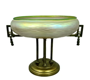 L0574 Jugendstil Tafelaufsatz, Kralik oder Umfeld, grünes Glas, irisierend, 1900 - Picture 1 of 10