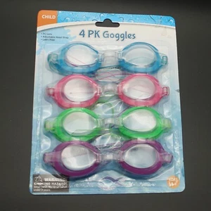 Children's 4 Pack Swimming Goggles - New Damaged Packaging - See Description -02 - Picture 1 of 2