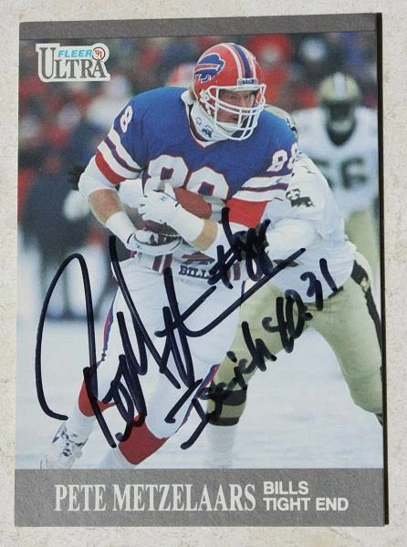 Buffalo Bills Pete Metzelaars Signed Autograph 1991 Fleer Ultra Football Card - - Image 1 of 1