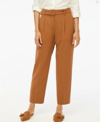 J.Crew Women's 10P Petite Inseam 26.5" Belted Straight Leg Trouser Pants Brown - Image 1 of 4