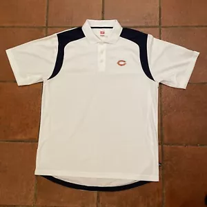 Chicago Bears Football Polo Shirt Men's Sz L NFL Team Apparel 1/4 Button White - Picture 1 of 7