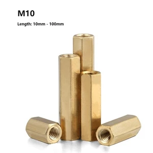 M10 Long Rod Coupling Hex Nuts Connector Brass Hexagon Nut Connection Fine Pitch - Picture 1 of 7
