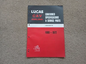 Lucas Specifications & Service Parts Lists - 1972 Ford;Escort,Cortina,Capri..... - Picture 1 of 5