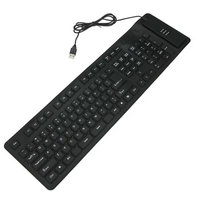 108-Tasten-USB-Silikon-Tastatur Flexibel Faltbar Wasserdicht Staubdicht U6K2 - Bild 1 von 4