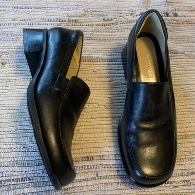 Villager Liz Claiborne Shoes 7.5 Helen Womens Leather Slip On Heel Block Chunky - Image 1 of 4