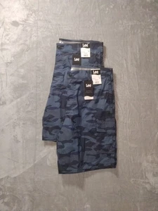 Lee Blue Camo Sz 38 Cargo Shorts Motion Flex Waist Stretch Fabric Lot Of 2 NWT  - Picture 1 of 12