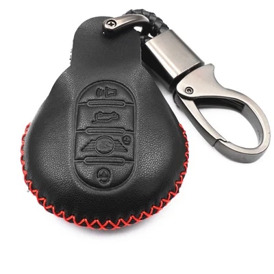 Para Mini Cooper Clubman F55 F56 F57 Cuero Negro 4 Botones Llavero Estuche Cubierta Foto 1 de 4