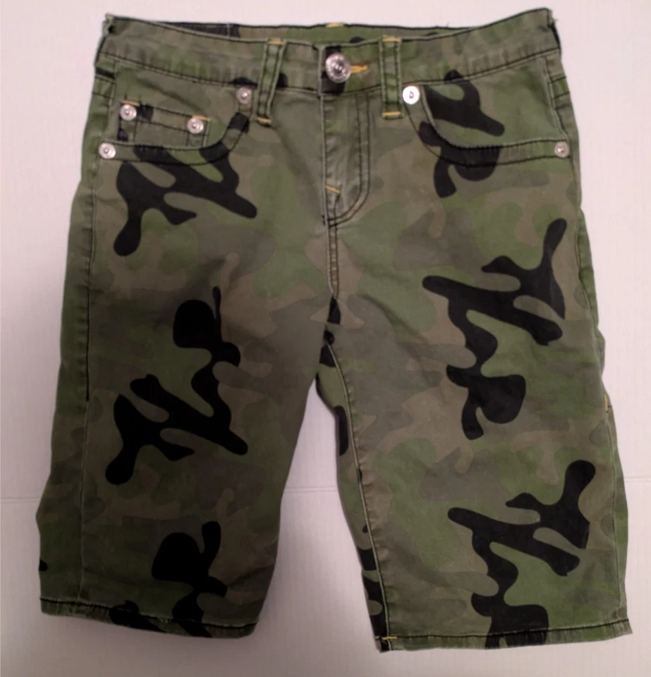 Pantalones Cortos De Colección True Religion Camuflados Carga Niños Grandes Verde Negro Herradura Y2K Foto 1 de 4