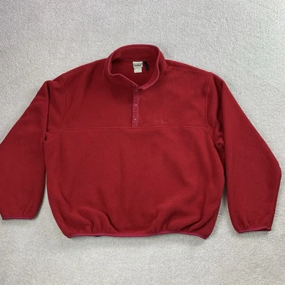 Vintage LL Bean Sweater Size XL Red Fleece Quarter Snap 90s Pullover USA - Image 1 of 4