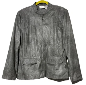 Alfred Dunner Women’s 16 Jacket Full Zip Quilted Accents Silver Lined Vintage - Picture 1 of 12