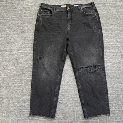 Anthropologie Pilcro Vintage Straight Jeans Women 20W Plus Black Distressed Goth — 第 1/4 张图片