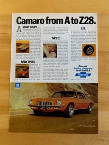 1973 Print Ad Chevrolet Camaro From A To Z28 Rally Sport Type LT Sport Coupe - Picture 1 of 1