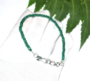 925 Sterlingsilber Armbänder grüner Smaragd gefärbt Edelstein Jahrestag Geschenk 9" - Bild 1 von 16