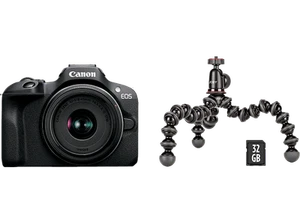 Cámara EVIL - Canon EOS R100 + Objetivo RF-S 18-45mm + SD 32GB + Trípode Gorill, - Imagen 1 de 11