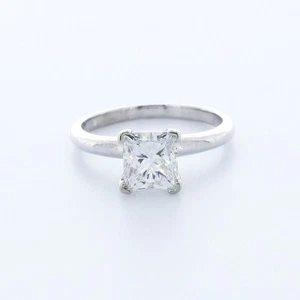 1.0CT LAB-CREATED DIAMOND D/VVS1 PRINCESS CUT PLATINUM CLASSIC SOLITAIRE RING - Picture 1 of 4