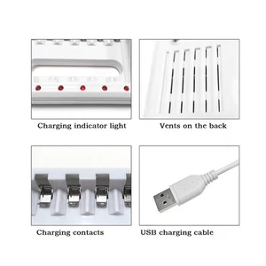 Rechargeable Battery Charger USB Output 8 Slots Fast Charging for AAA/AA Battery - Picture 1 of 7