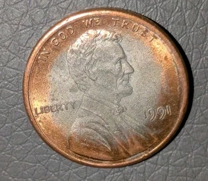 1991 1c Memorial Cent Incomplete Plating Error Missing Copper Coating Plating - Picture 1 of 9