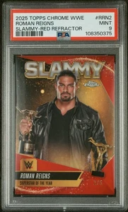 2025 Topps Chrome Wwe #RRN2 Roman Reigns Slammy-Red Refractor/5 PSA 9 - Imagen 1 de 2