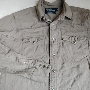 Ralph Lauren Shirt Medium Wool Pearl Snap Flap Pockets Vintage Western Cowboy - Picture 1 of 14