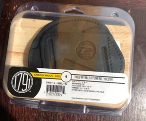 1791 Gunleather 3 Way OWB Holster Size 1 for 1911s / Browning HP - Stealth Black - Picture 1 of 1