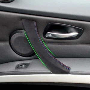 3* Cubierta de manija de puerta interior de cuero negro para BMW Serie 3 E90 E91 325 330 318 - Imagen 1 de 6